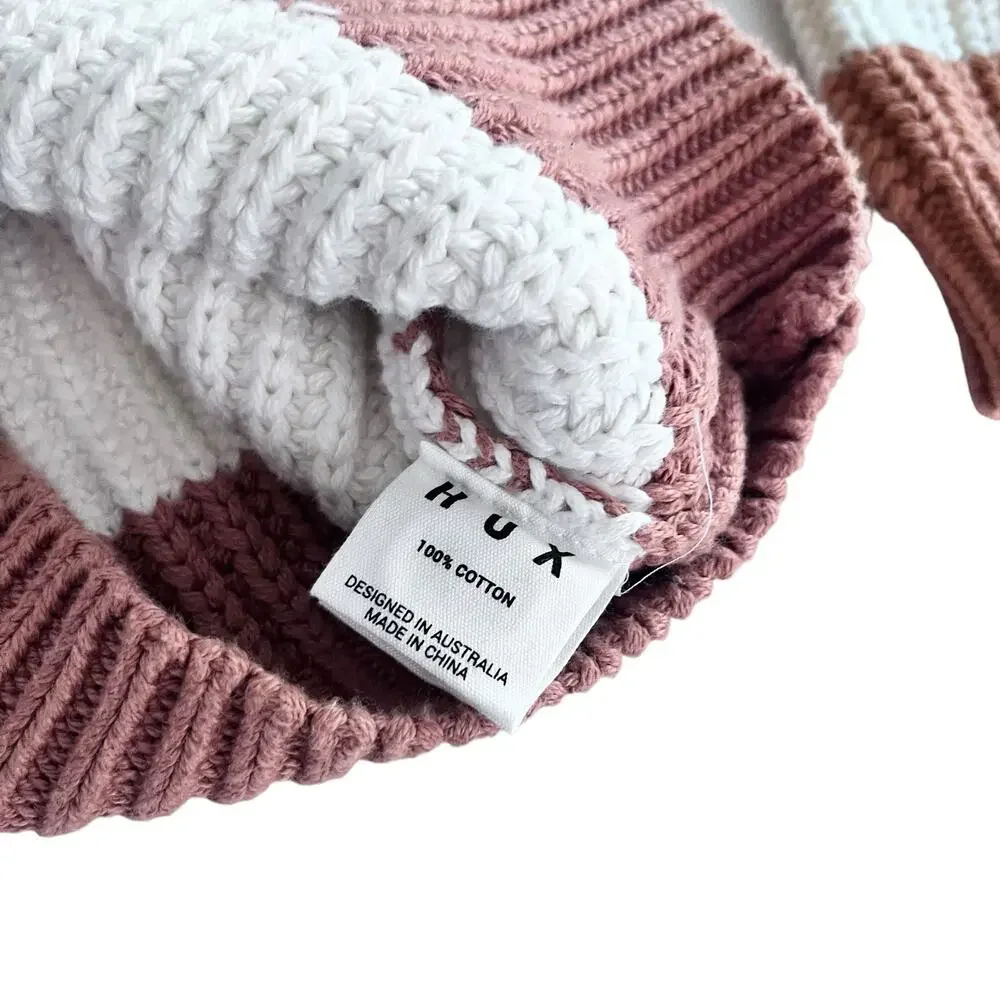 Huxbaby Terracotta Stripe Chunky Cardigan Sweater size 7